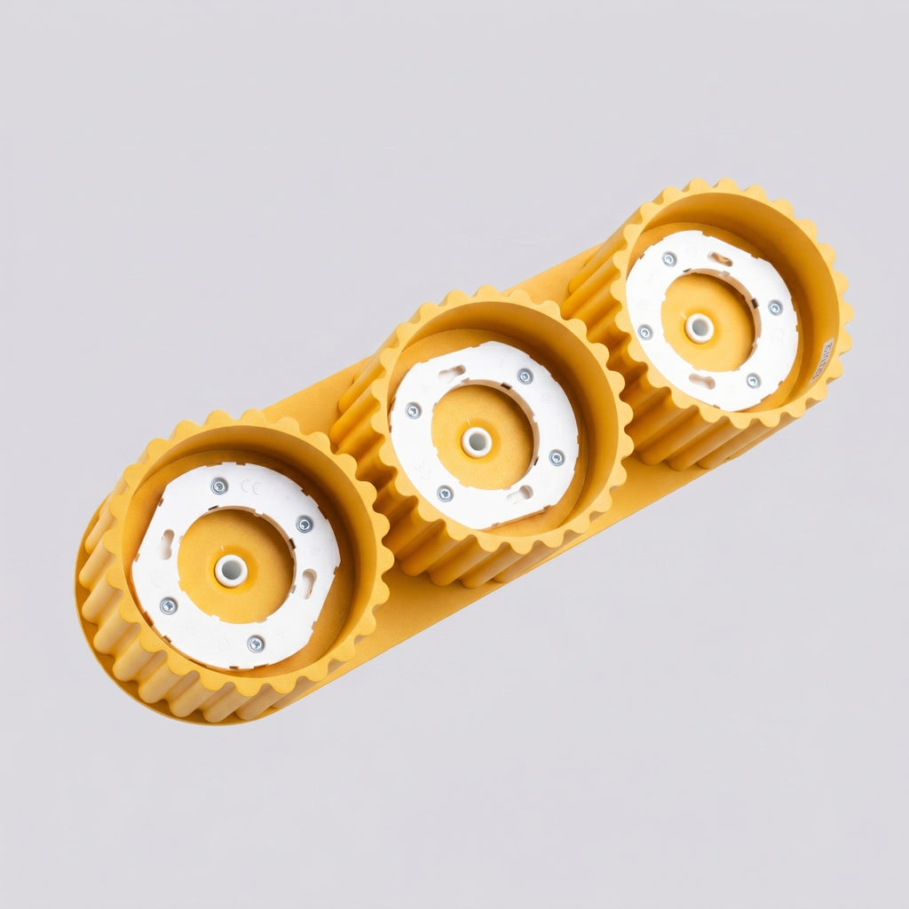 Plafonnier Aura 3 aluminium jaune GX53 vue rapprochée