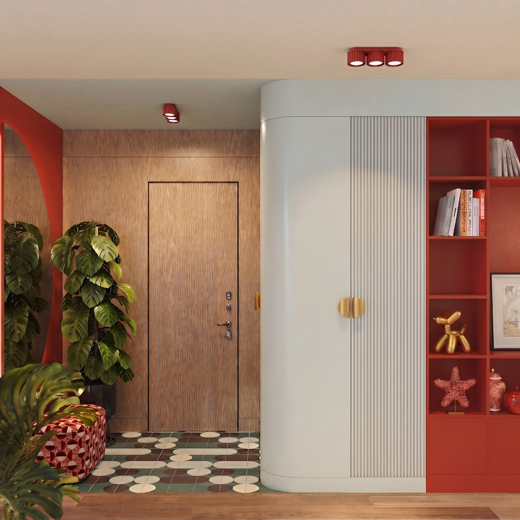 Plafonnier Aura 3 aluminium rouge GX53 détail