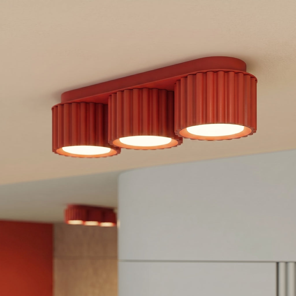Plafonnier Aura 3 aluminium rouge GX53 de face