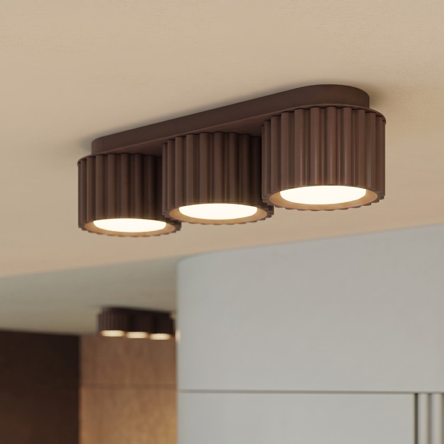 Plafonnier Aura 3 aluminium brun GX53 de face