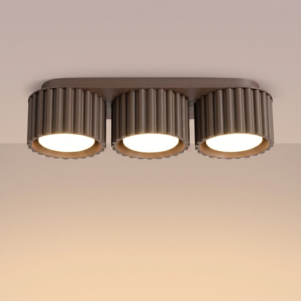 Plafonnier Aura 3 aluminium brun GX53 vue de trois quarts