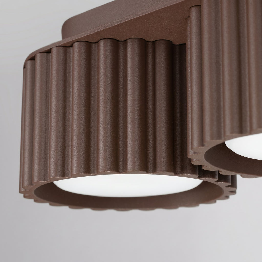 Plafonnier Aura 3 aluminium brun GX53 détail des cannelures