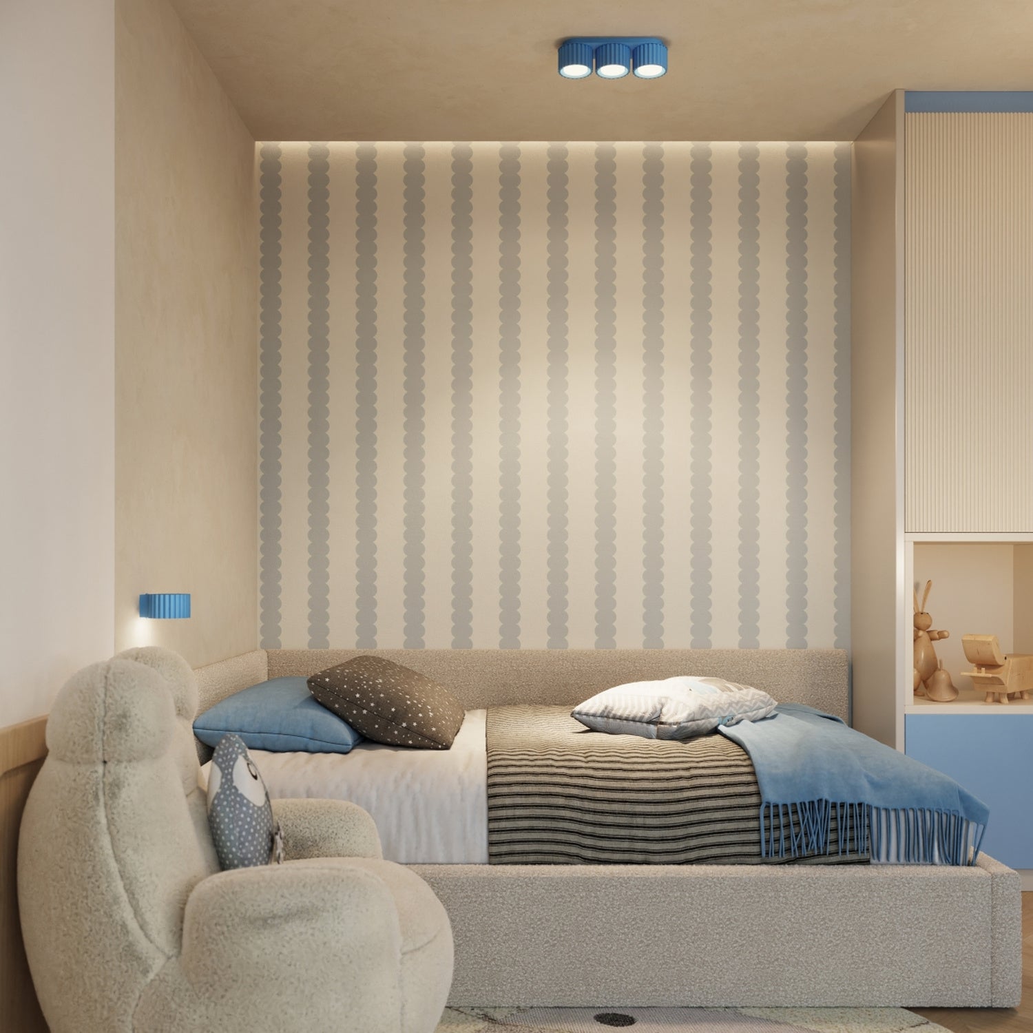 Plafonnier Aura 3 aluminium bleu clair GX53 détail