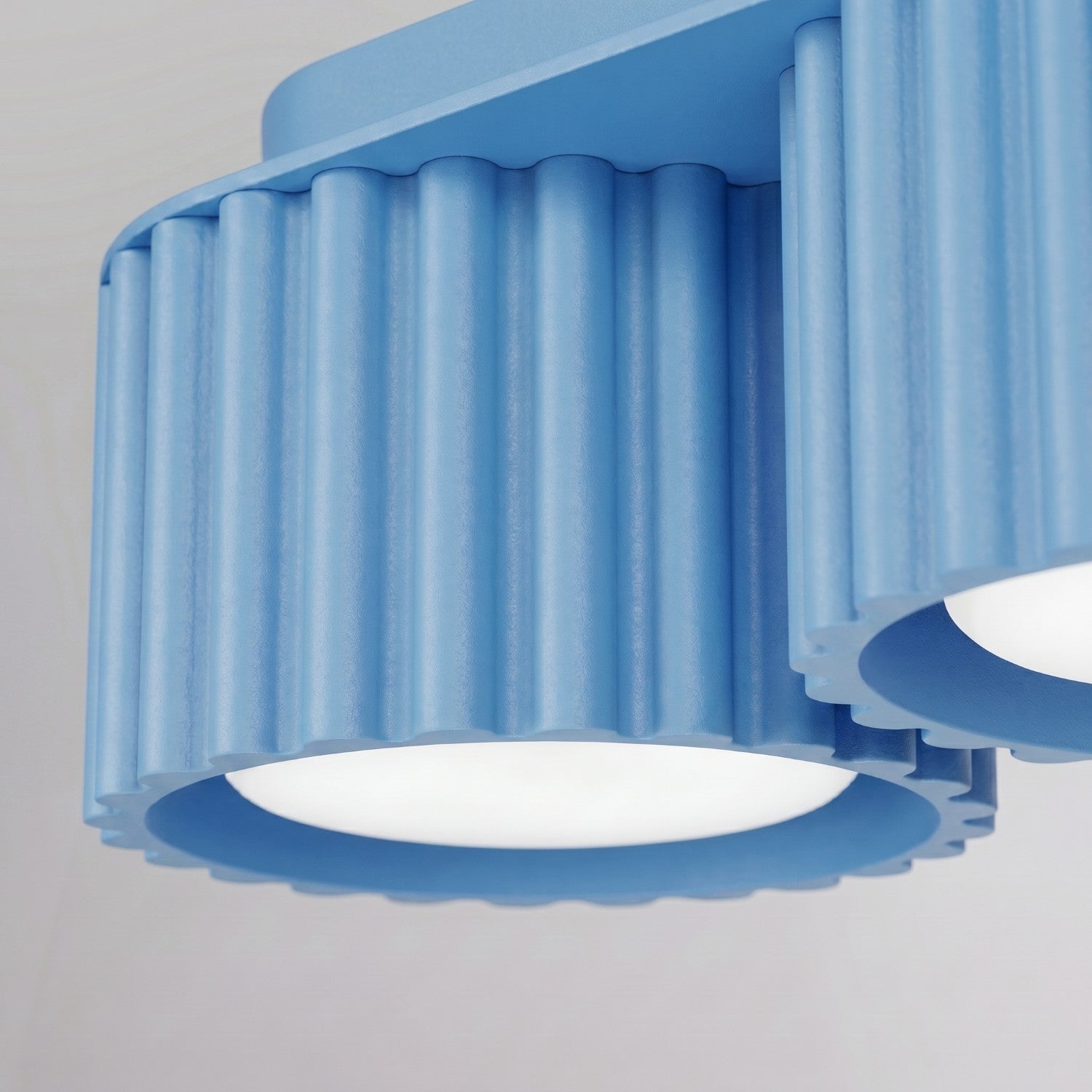 Plafonnier Aura 3 aluminium bleu clair GX53 détail des cannelures