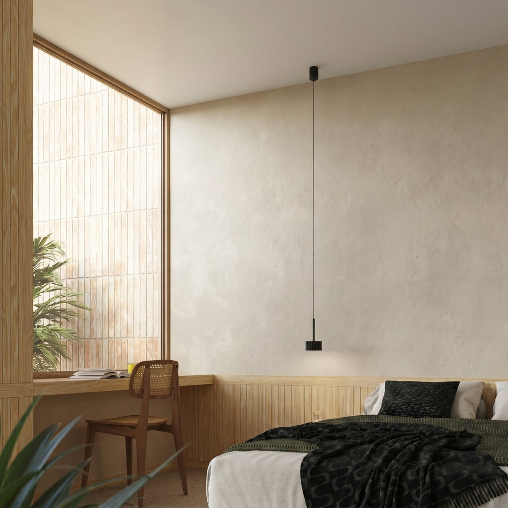 Suspension Aura 1 lumière aluminium noir GX53 vue de profil