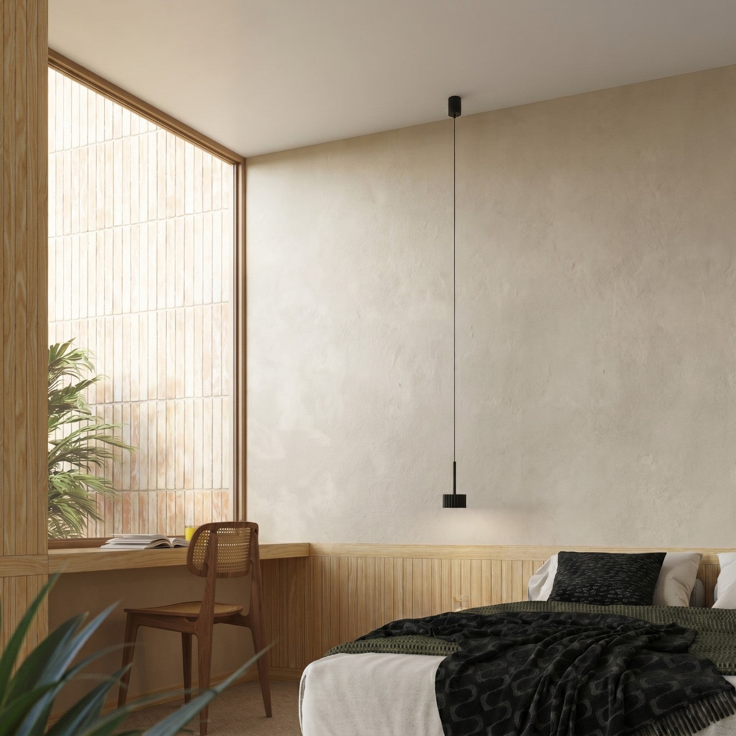 Suspension Aura 1 lumière aluminium noir GX53 vue de profil