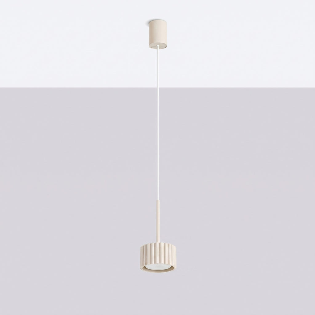 Suspension Aura 1 lumière aluminium beige GX53 vue de profil