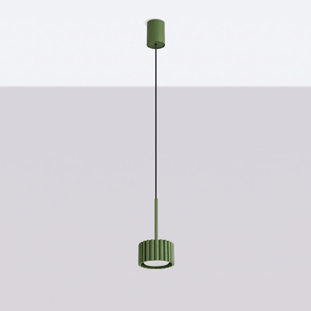 Suspension Aura 1 lumière aluminium vert olive GX53 vue de profil