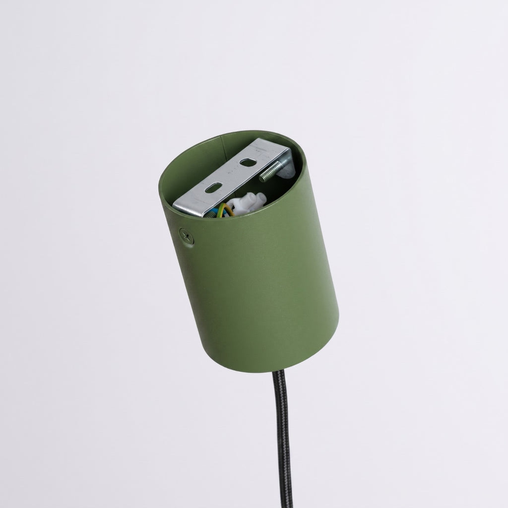 Suspension Aura 1 lumière aluminium vert olive GX53 vue de dessous