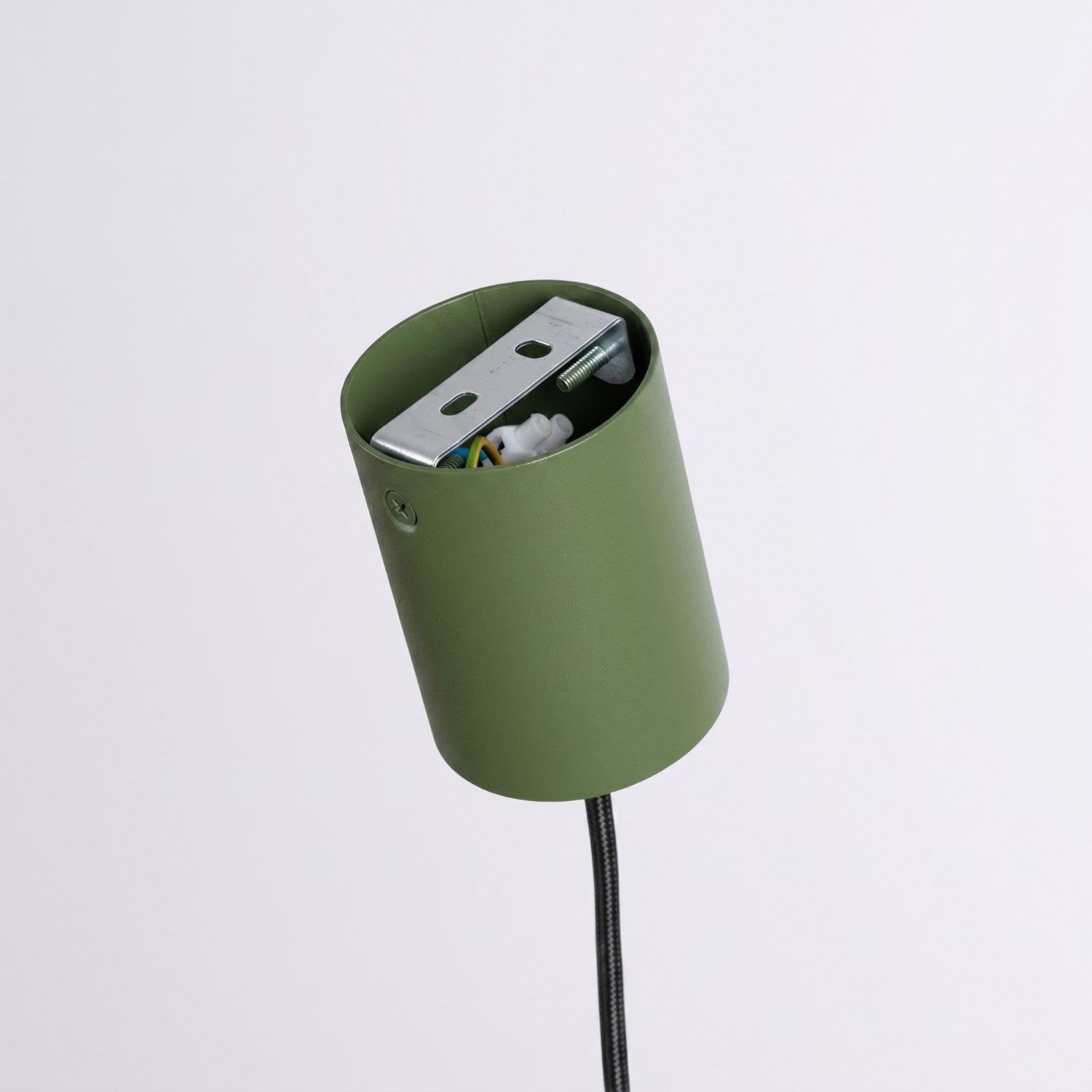 Suspension Aura 1 lumière aluminium vert olive GX53 vue de dessous