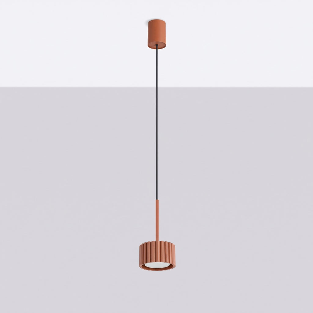 Suspension Aura 1 lumière aluminium rouge ocre GX53 vue de profil