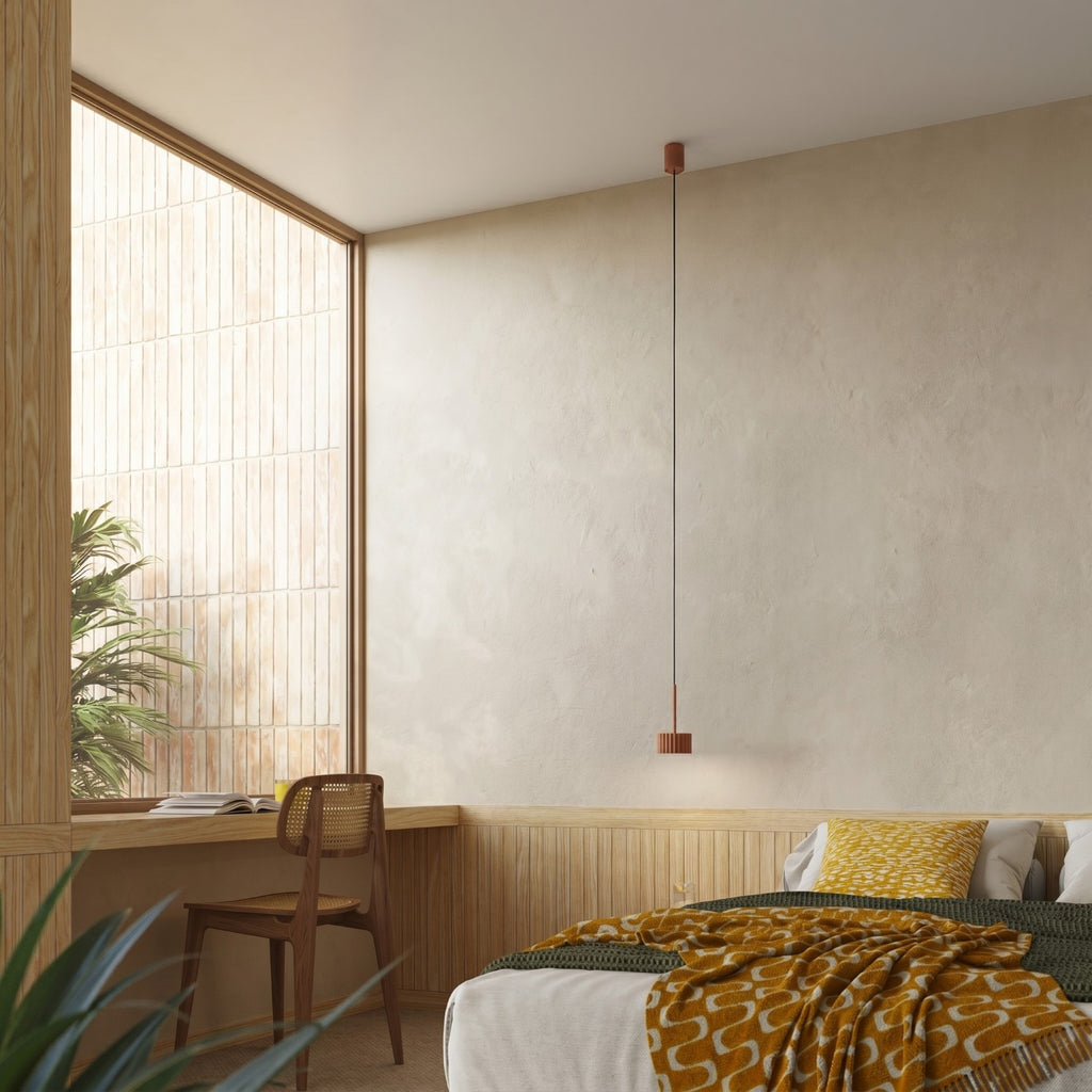 Suspension Aura 1 lumière aluminium mocca GX53 vue de profil