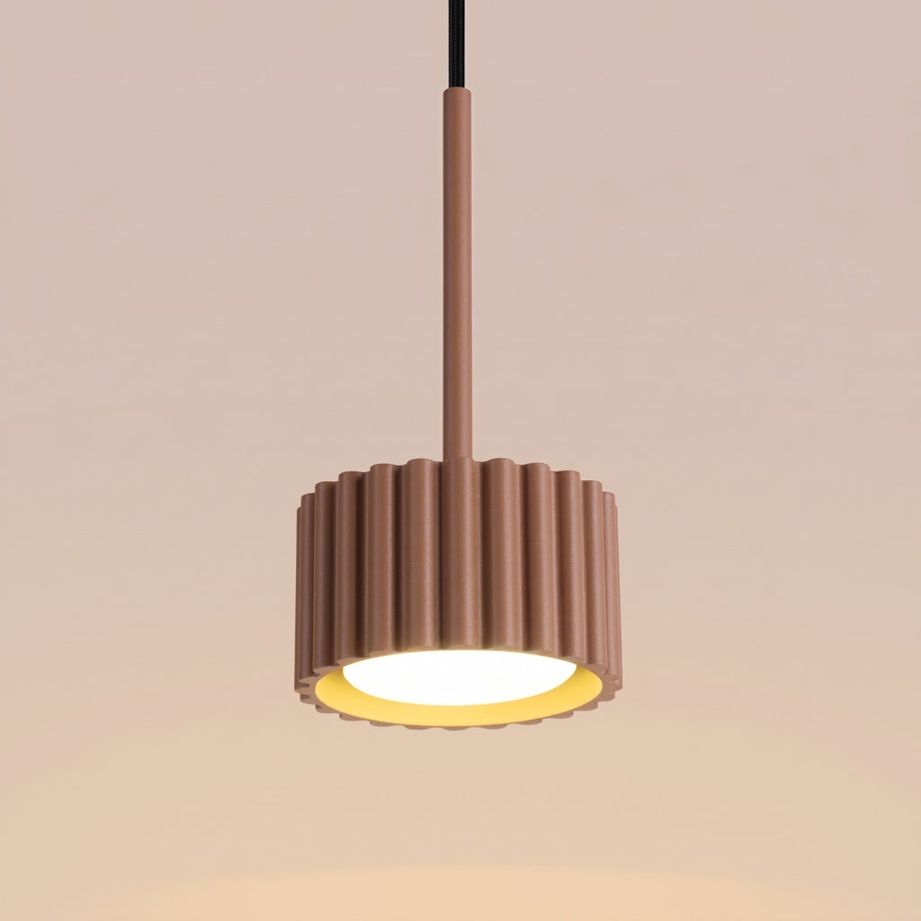 Suspension Aura 1 lumière aluminium mocca GX53 détail des cannelures