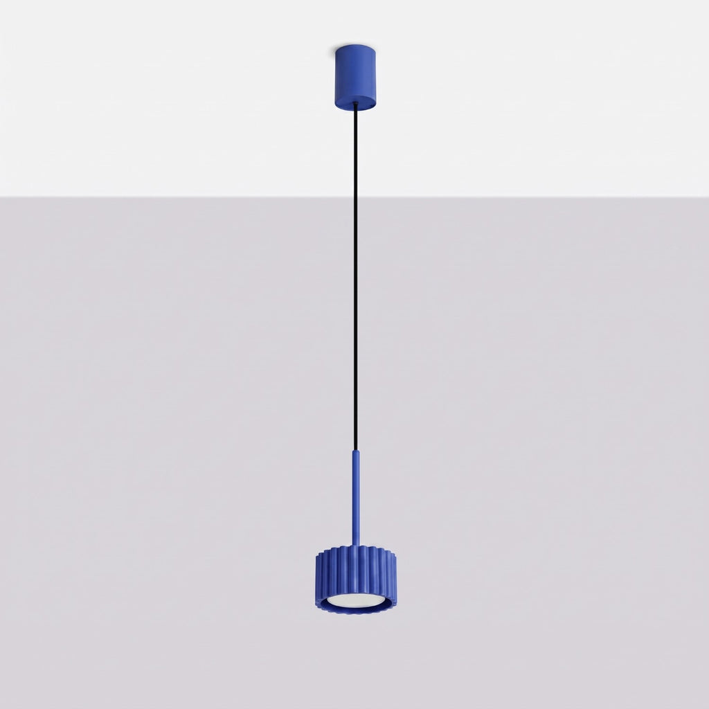 Suspension Aura 1 lumière aluminium outremer GX53 vue de profil