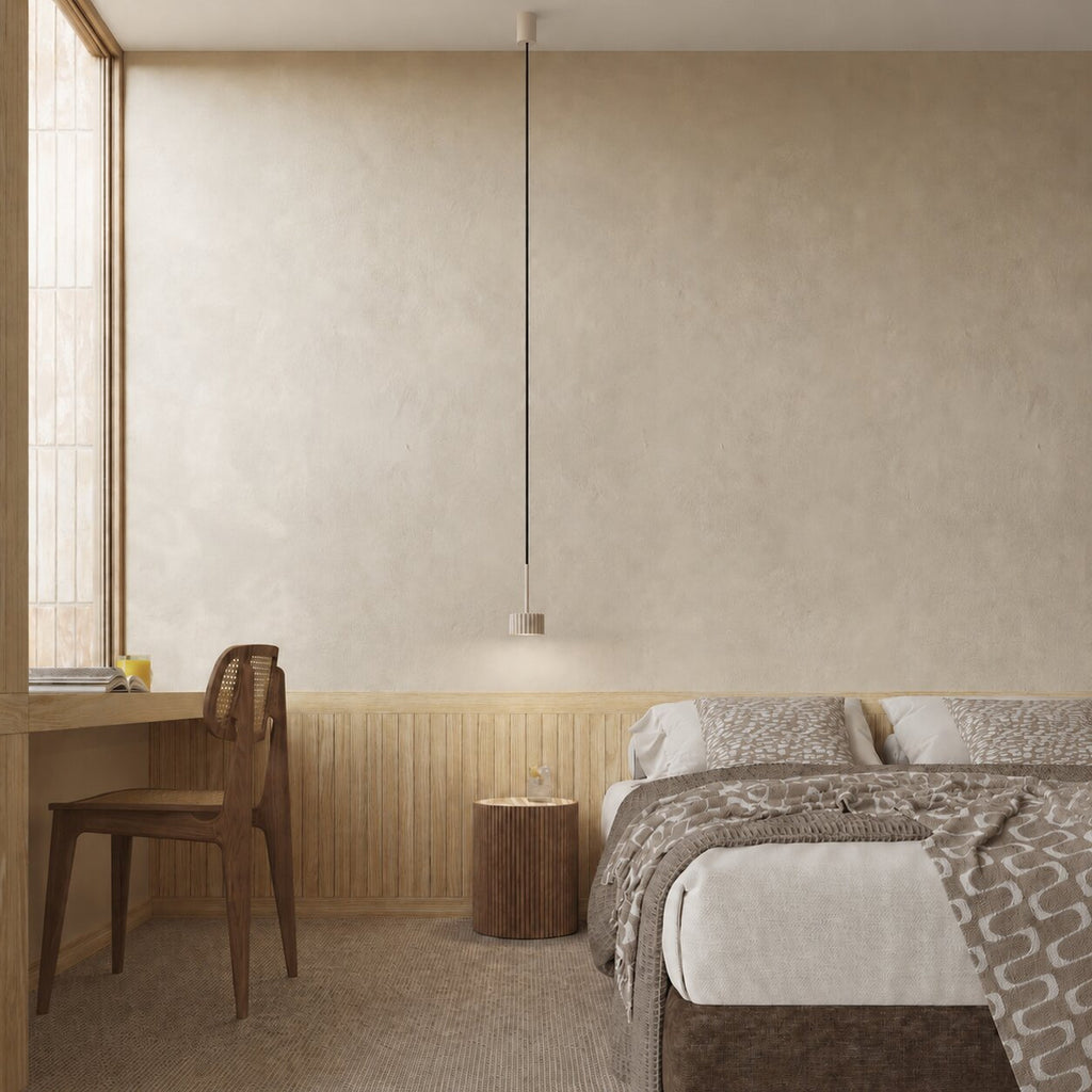Suspension Aura 1 lumière aluminium taupe GX53 de face