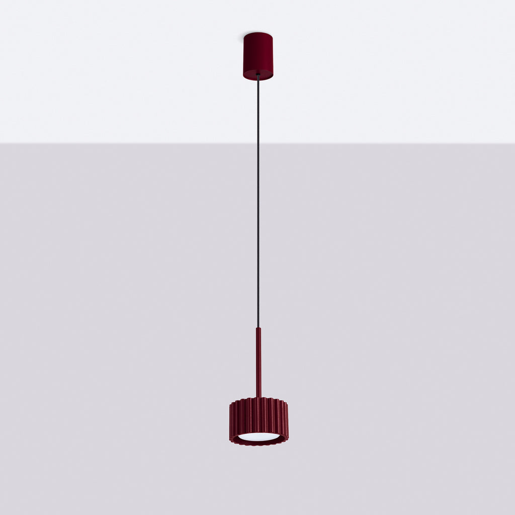 Suspension Aura 1 lumière aluminium bordeaux GX53 vue de profil