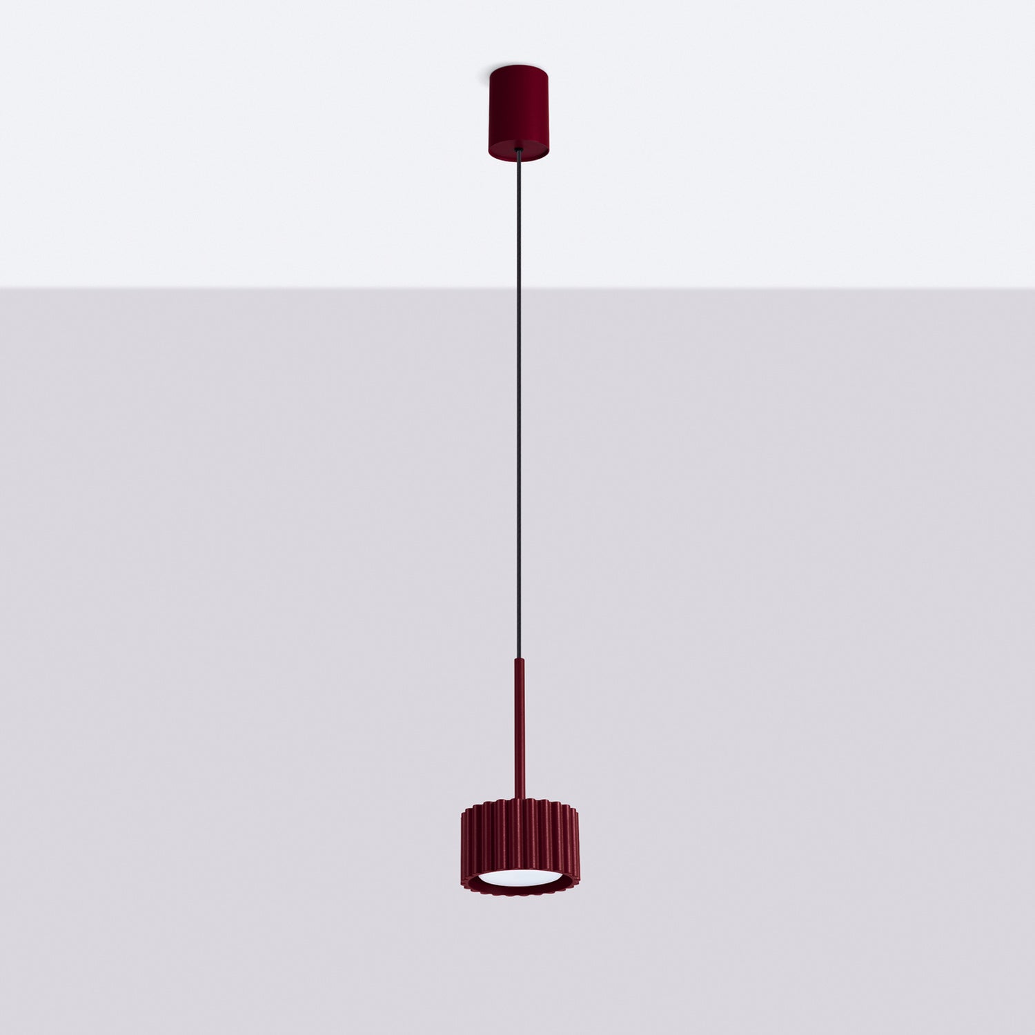 Suspension Aura 1 lumière aluminium bordeaux GX53 vue de profil