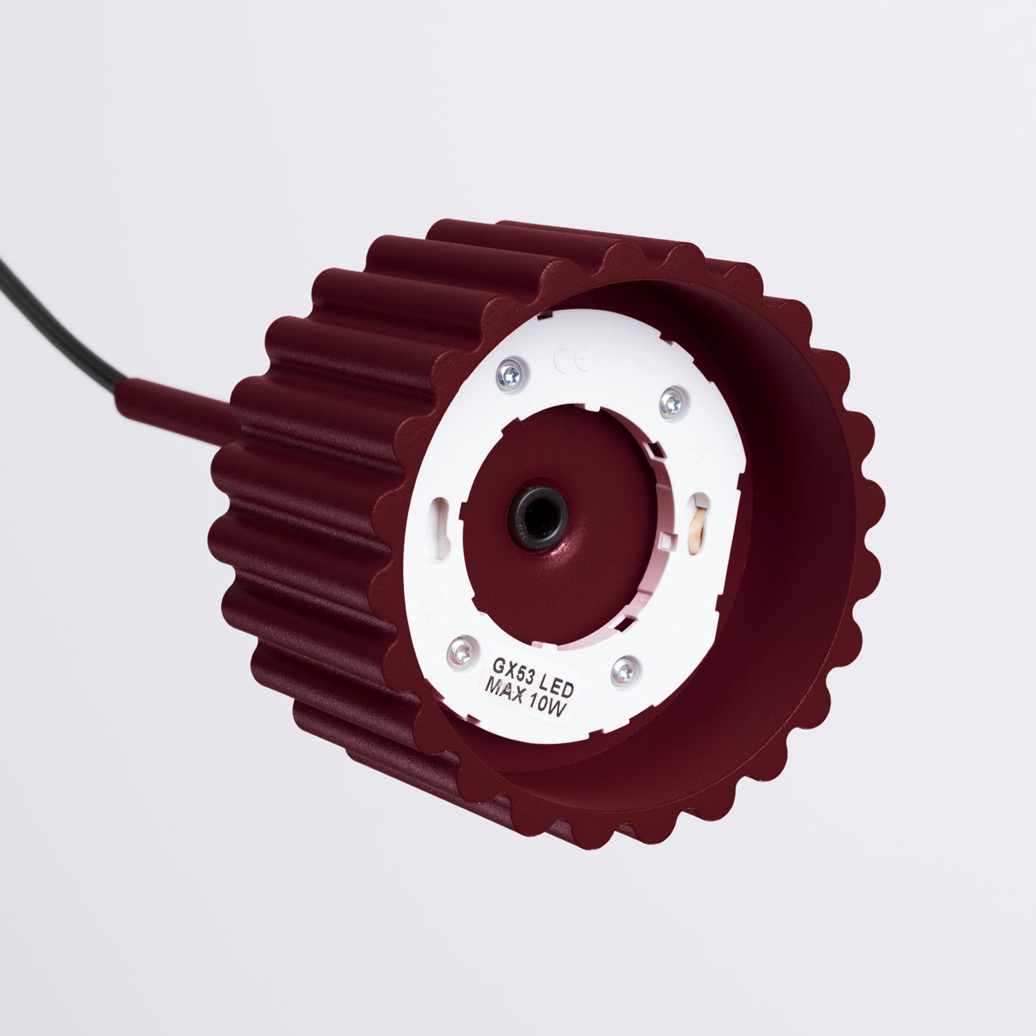 Suspension Aura 1 lumière aluminium bordeaux GX53 vue rapprochée