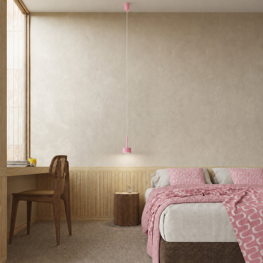 Suspension Aura 1 lumière aluminium rose GX53 de face