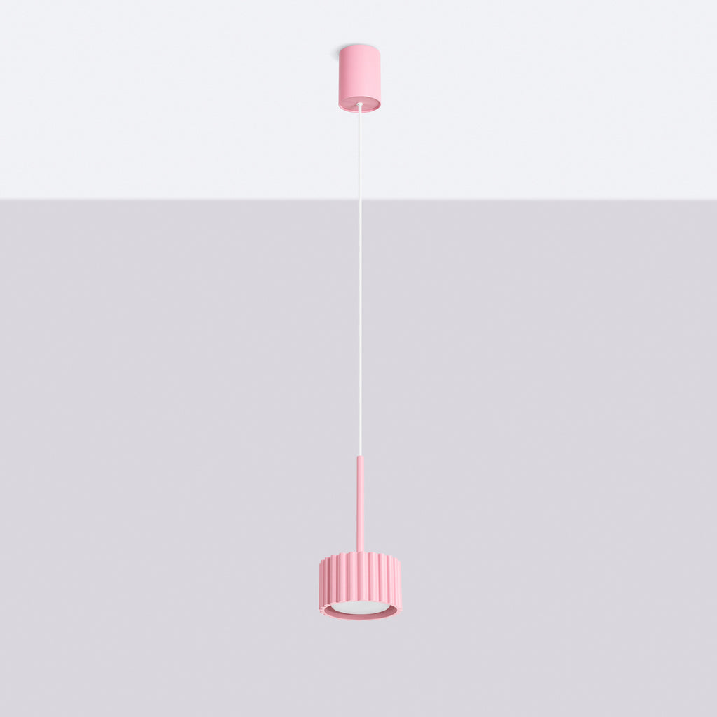 Suspension Aura 1 lumière aluminium rose GX53 vue de profil