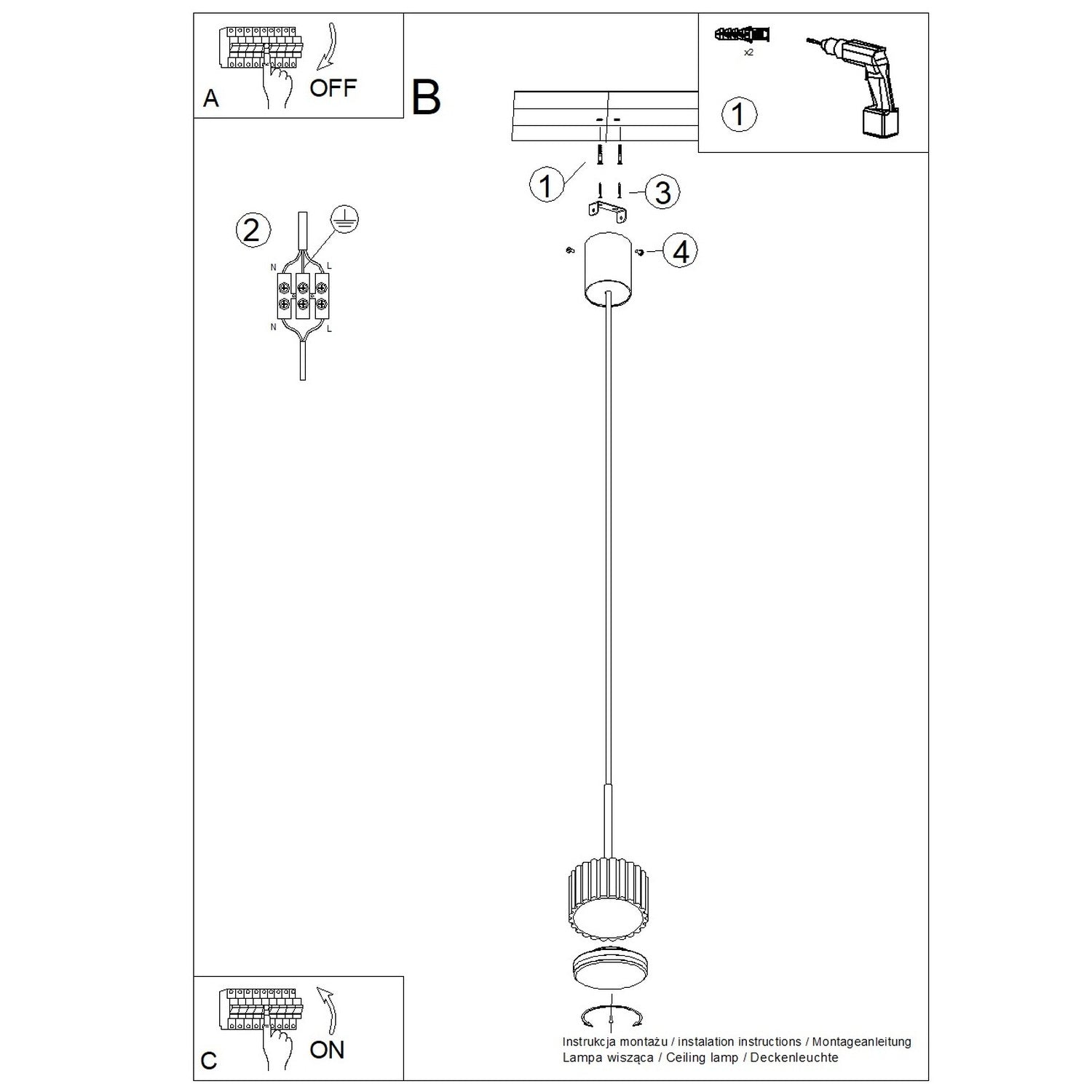 Suspension Aura 1 lumière aluminium vert sauge GX53 en situation