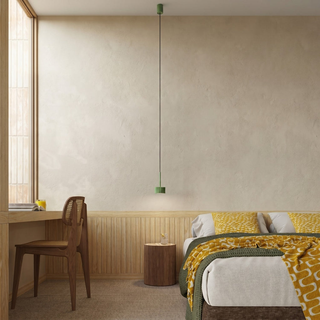 Suspension Aura 1 lumière aluminium vert sauge GX53 de face