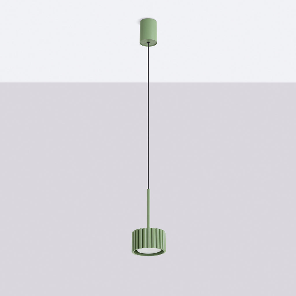 Suspension Aura 1 lumière aluminium vert sauge GX53 vue de profil