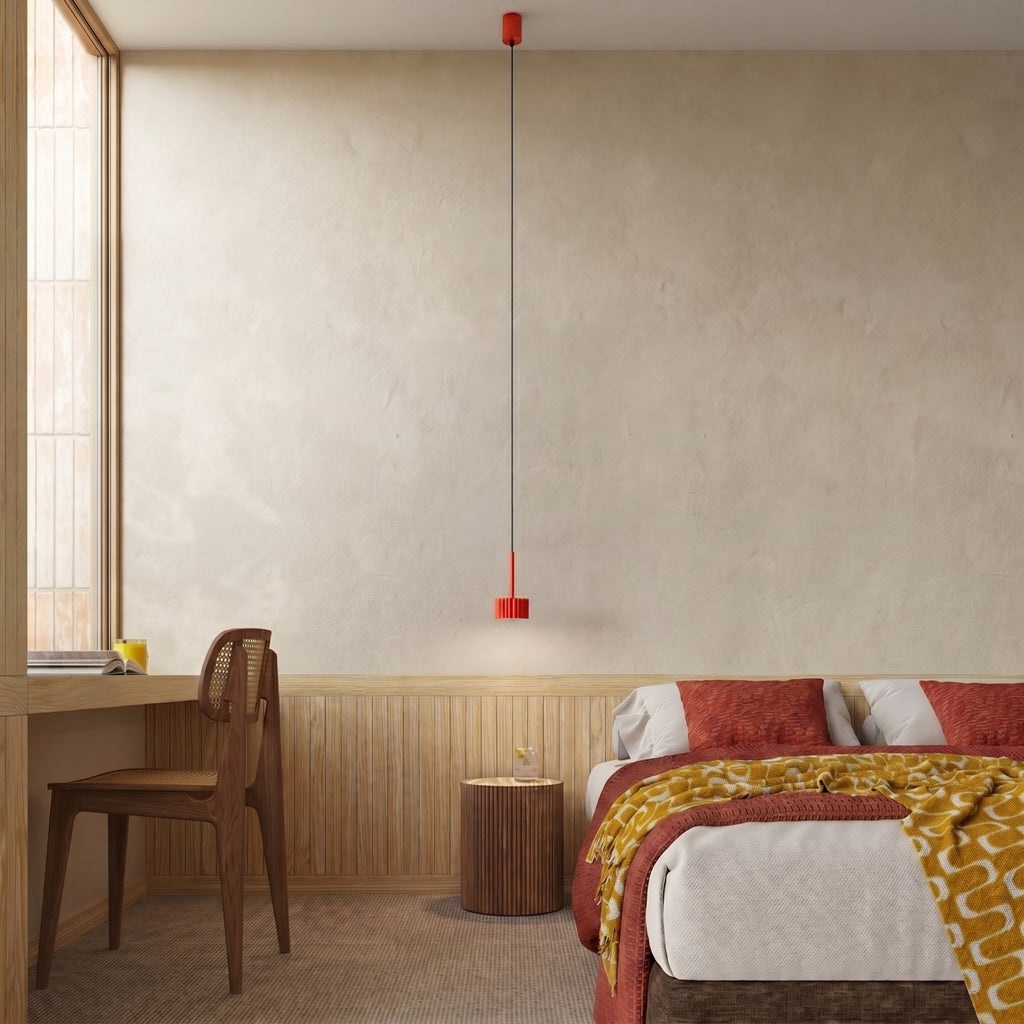 Suspension Aura 1 lumière aluminium rouge GX53 de face