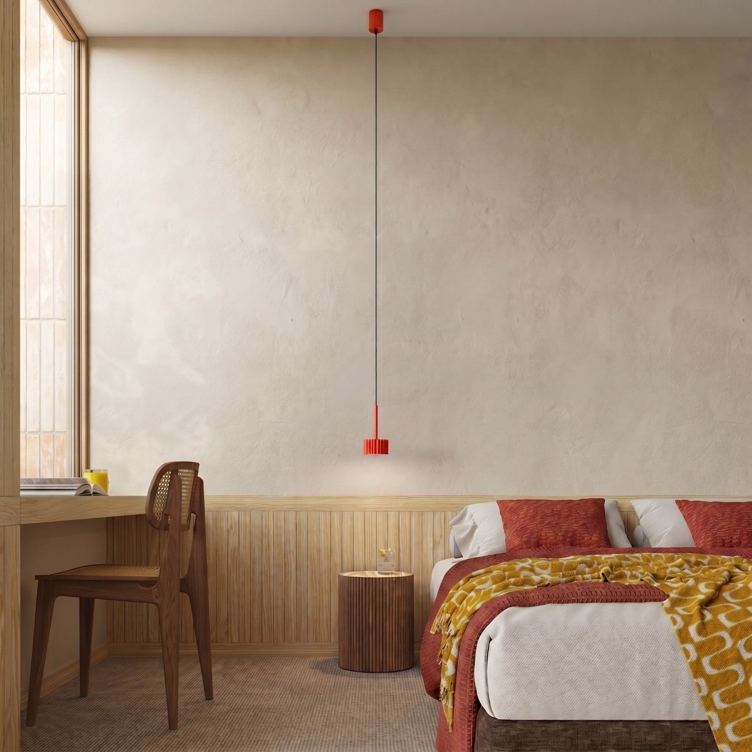 Suspension Aura 1 lumière aluminium rouge GX53 de face