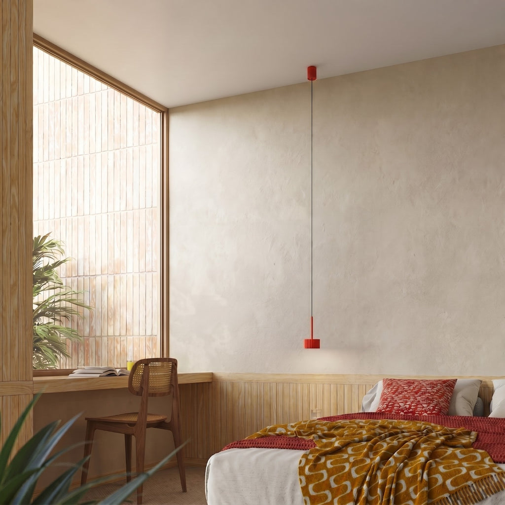 Suspension Aura 1 lumière aluminium rouge GX53 vue de profil