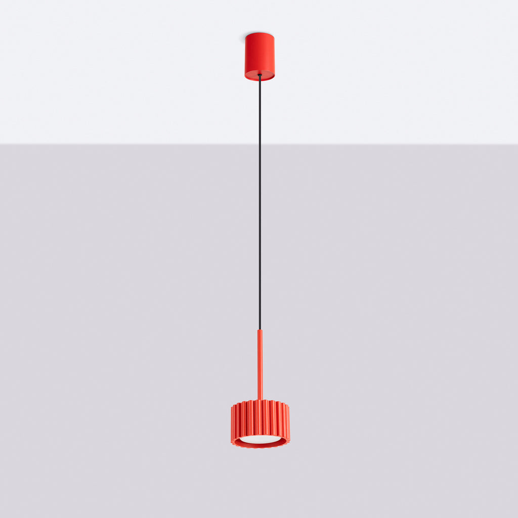 Suspension Aura 1 lumière aluminium rouge GX53 vue de profil