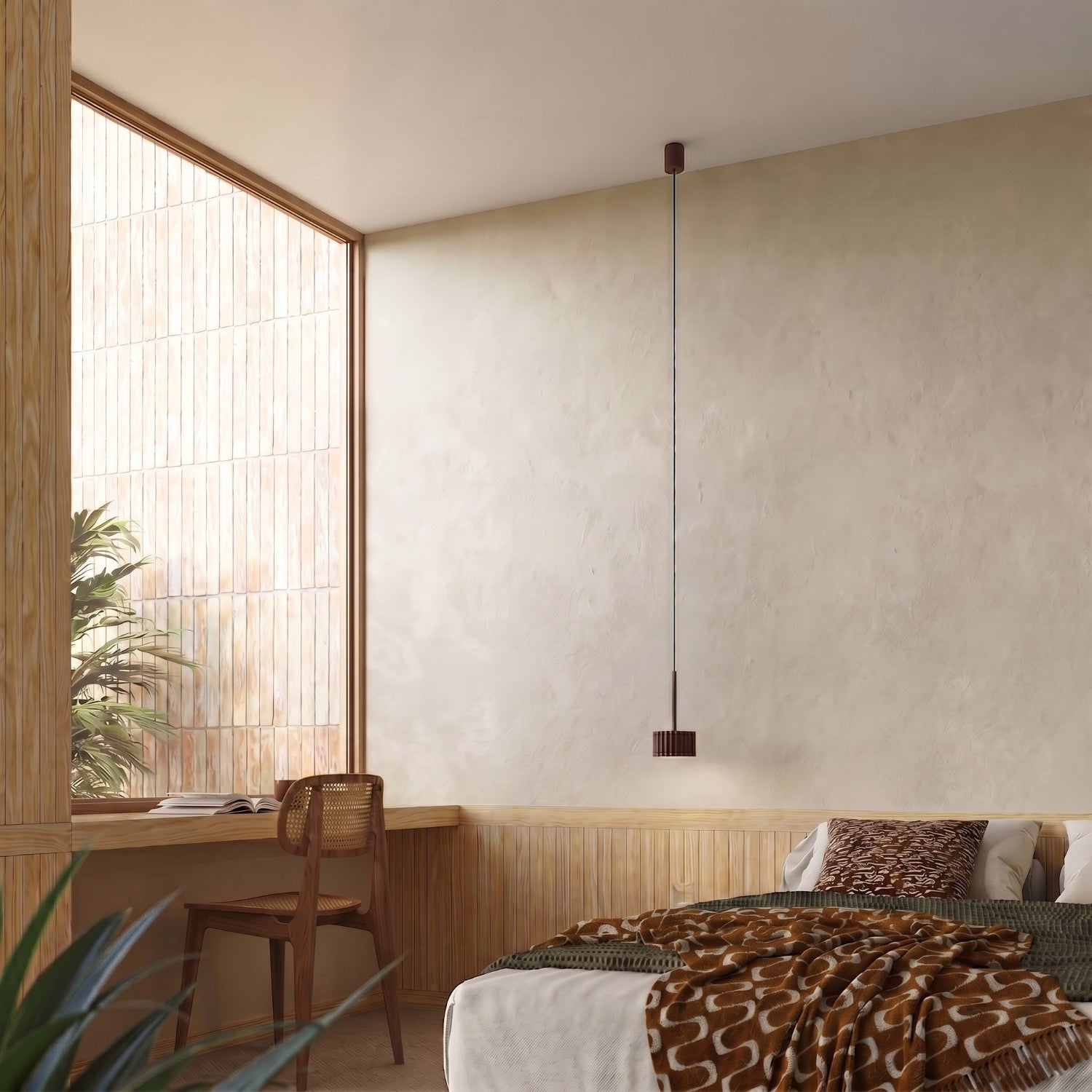 Suspension Aura 1 lumière aluminium brun GX53 vue de profil