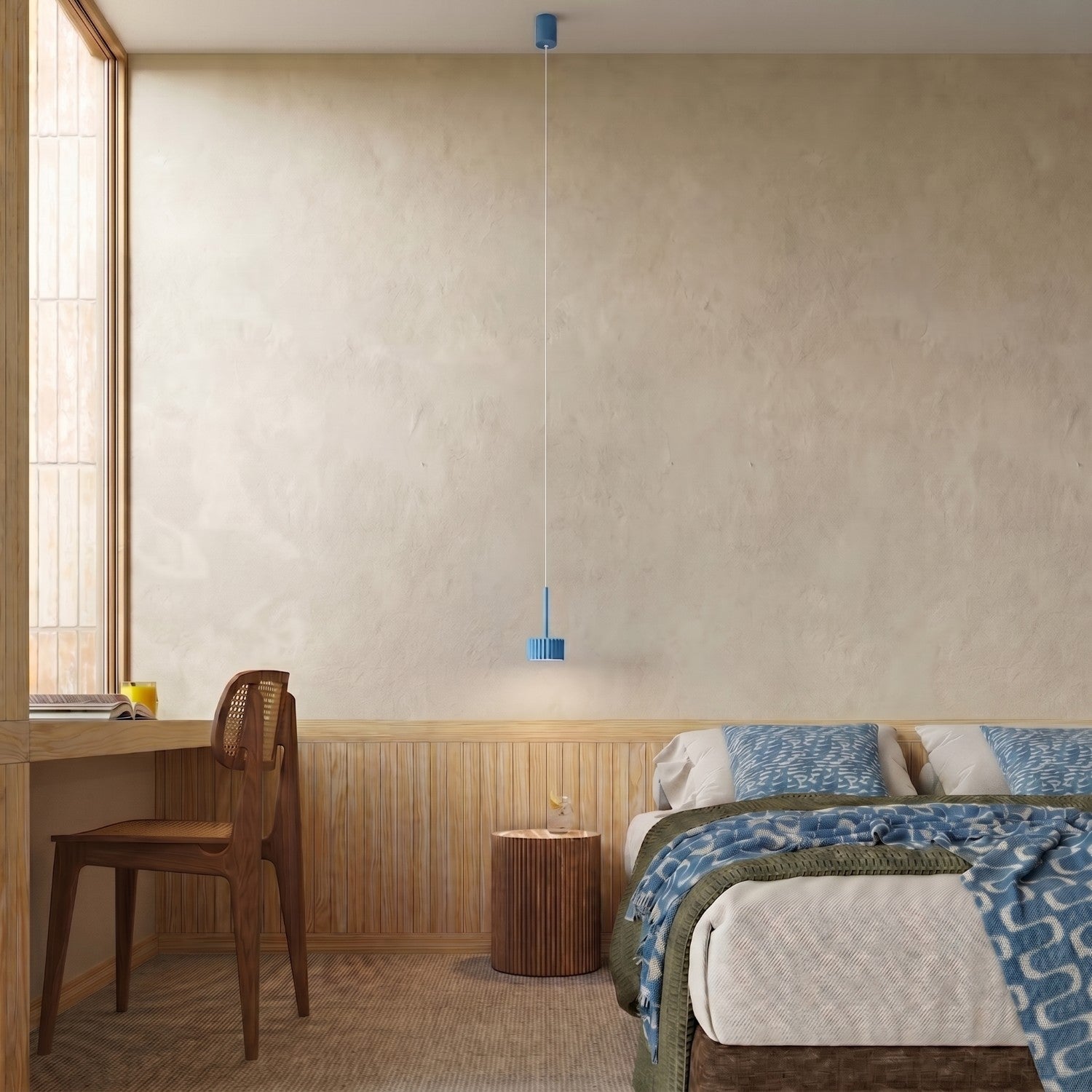 Suspension Aura 1 lumière aluminium bleu clair GX53 de face