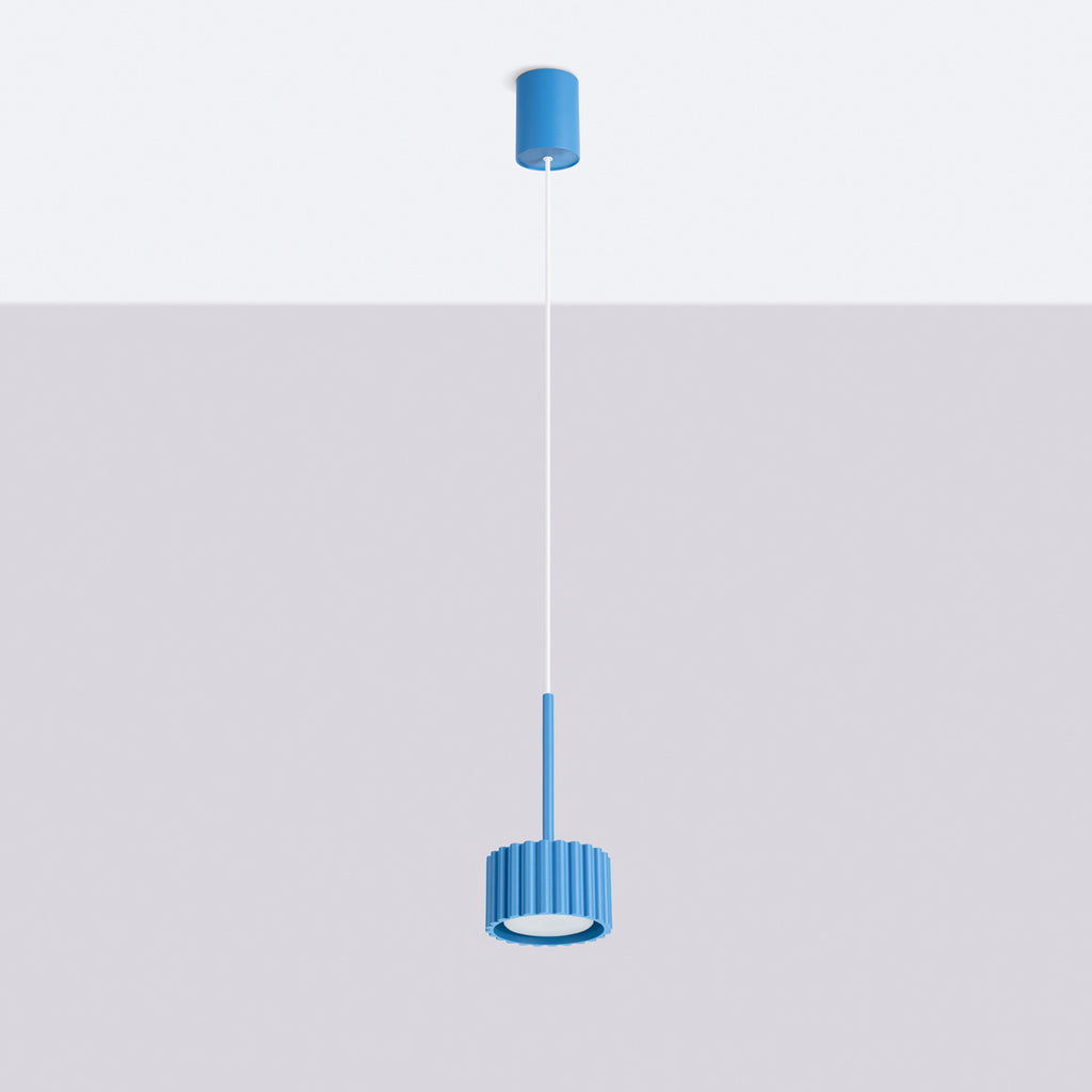 Suspension Aura 1 lumière aluminium bleu clair GX53 vue de profil