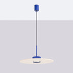 Suspension Ovo disque feutre bleu outremer et beige GX53 vue de profil