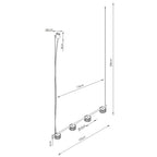 Lustre Aura rampe 4 tambours aluminium blanc GX53 schéma des dimensions