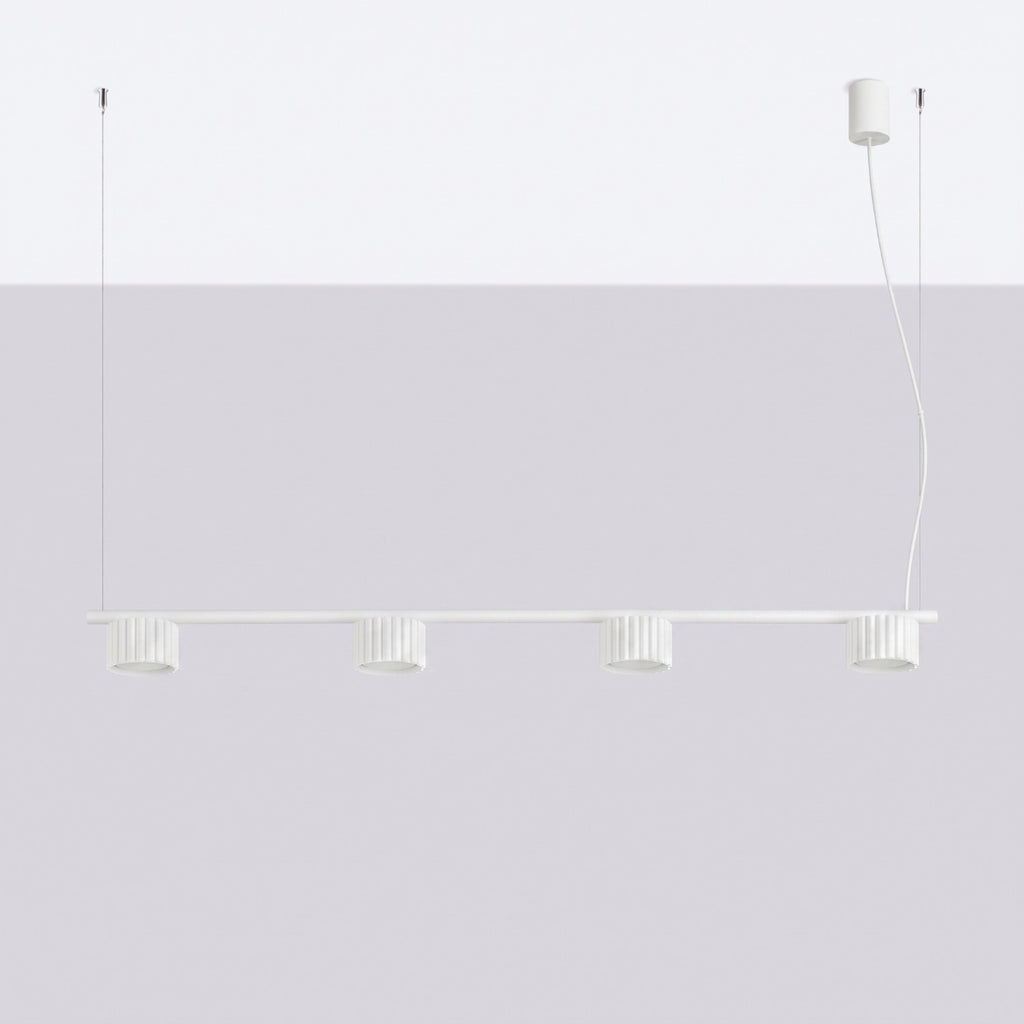 Lustre Aura rampe 4 tambours aluminium blanc GX53 vue de profil