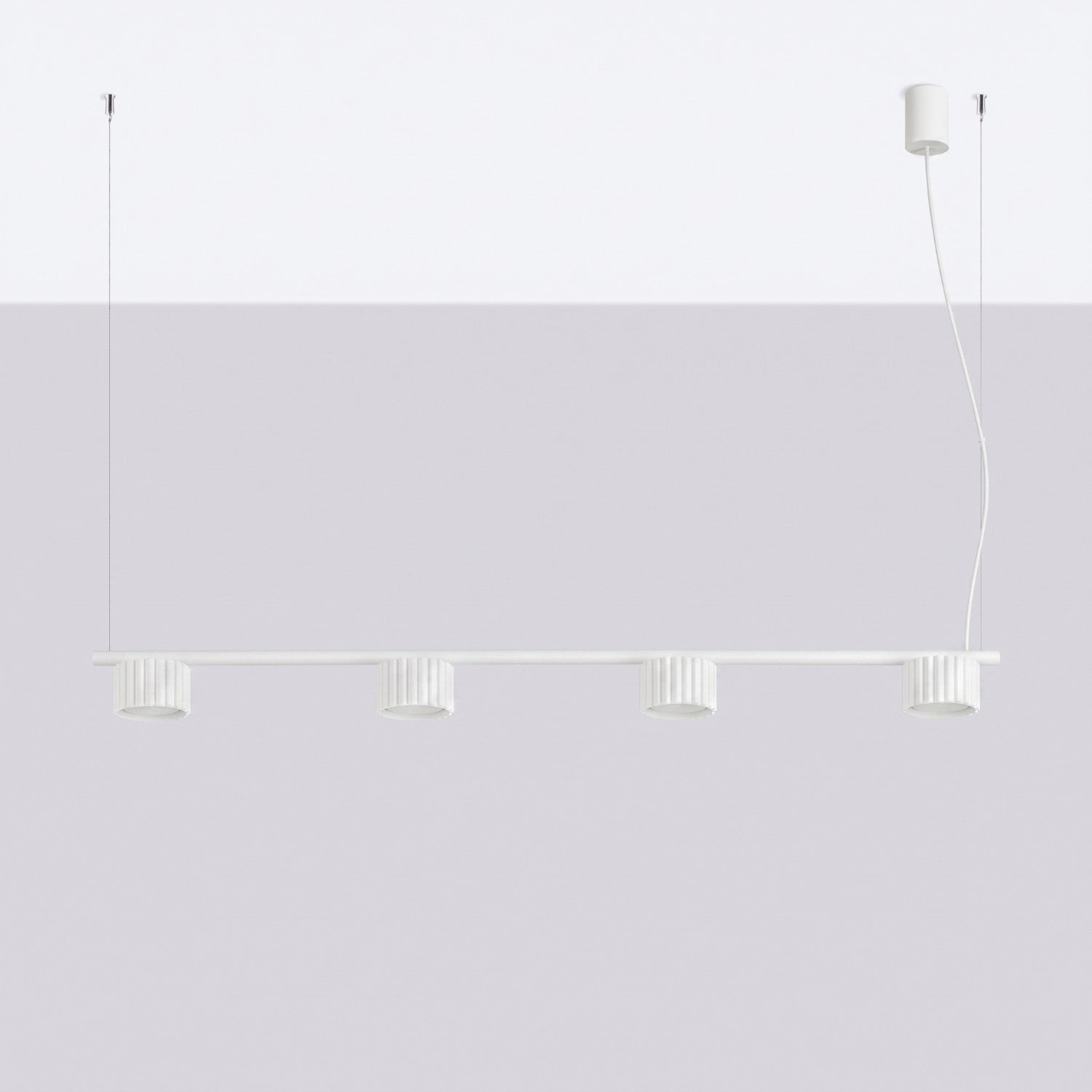 Lustre Aura rampe 4 tambours aluminium blanc GX53 vue de profil