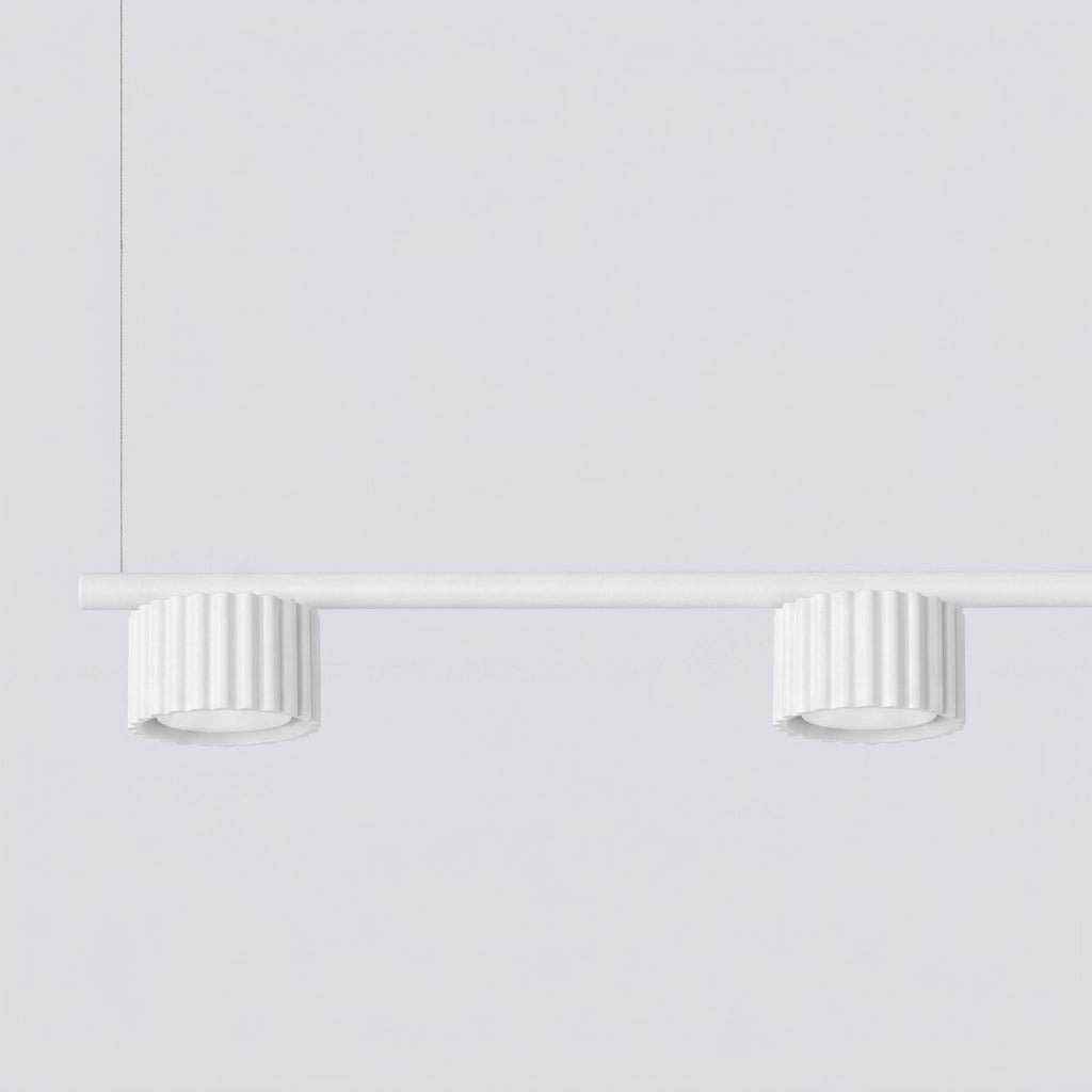 Lustre Aura rampe 4 tambours aluminium blanc GX53 en situation
