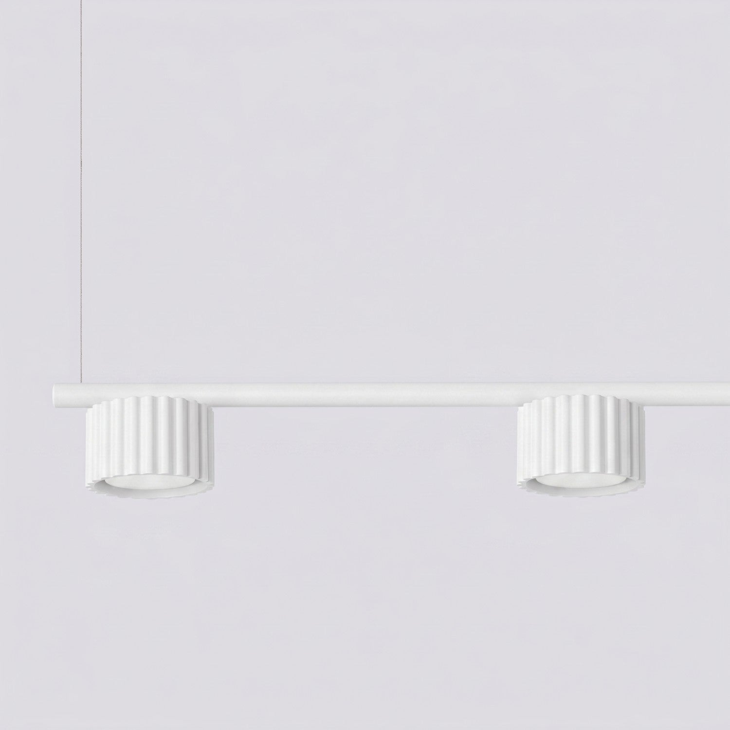 Lustre Aura rampe 4 tambours aluminium blanc GX53 en situation