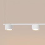 Lustre Aura rampe 4 tambours aluminium blanc GX53 détail des cannelures