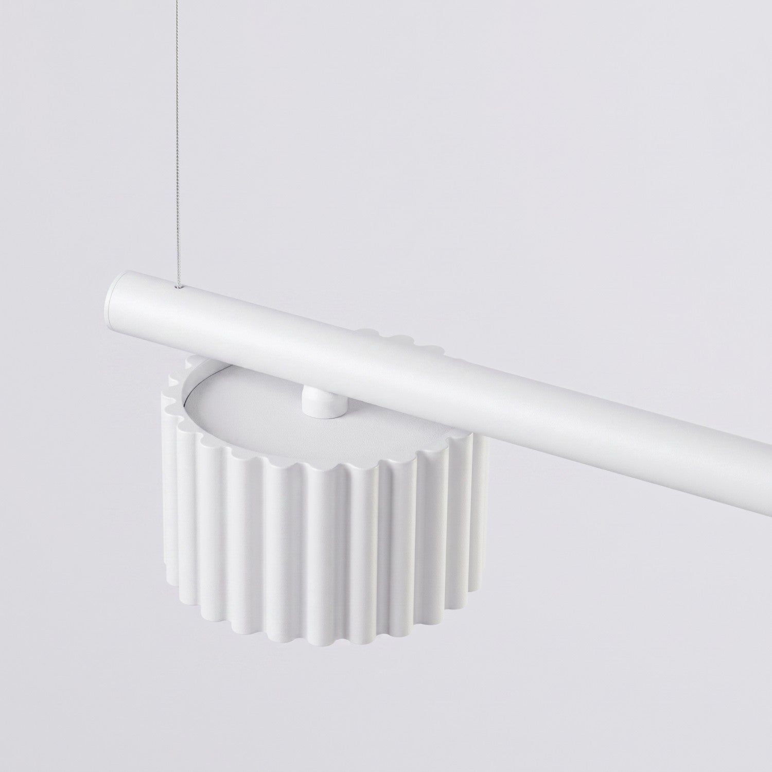 Lustre Aura rampe 4 tambours aluminium blanc GX53 vue rapprochée