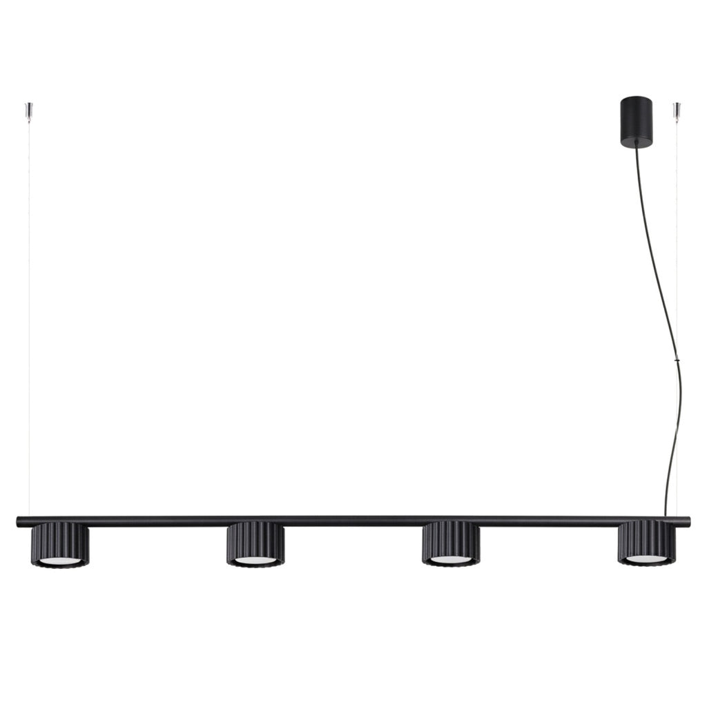 Lustre Aura rampe 4 tambours aluminium noir GX53