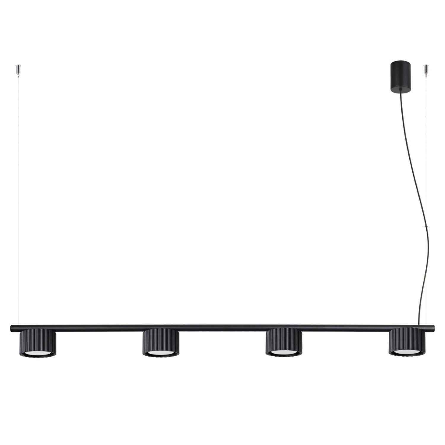 Lustre Aura rampe 4 tambours aluminium noir GX53