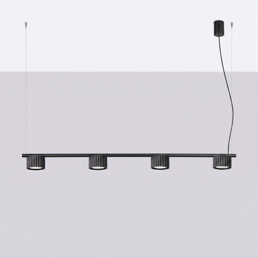Lustre Aura rampe 4 tambours aluminium noir GX53 vue de profil