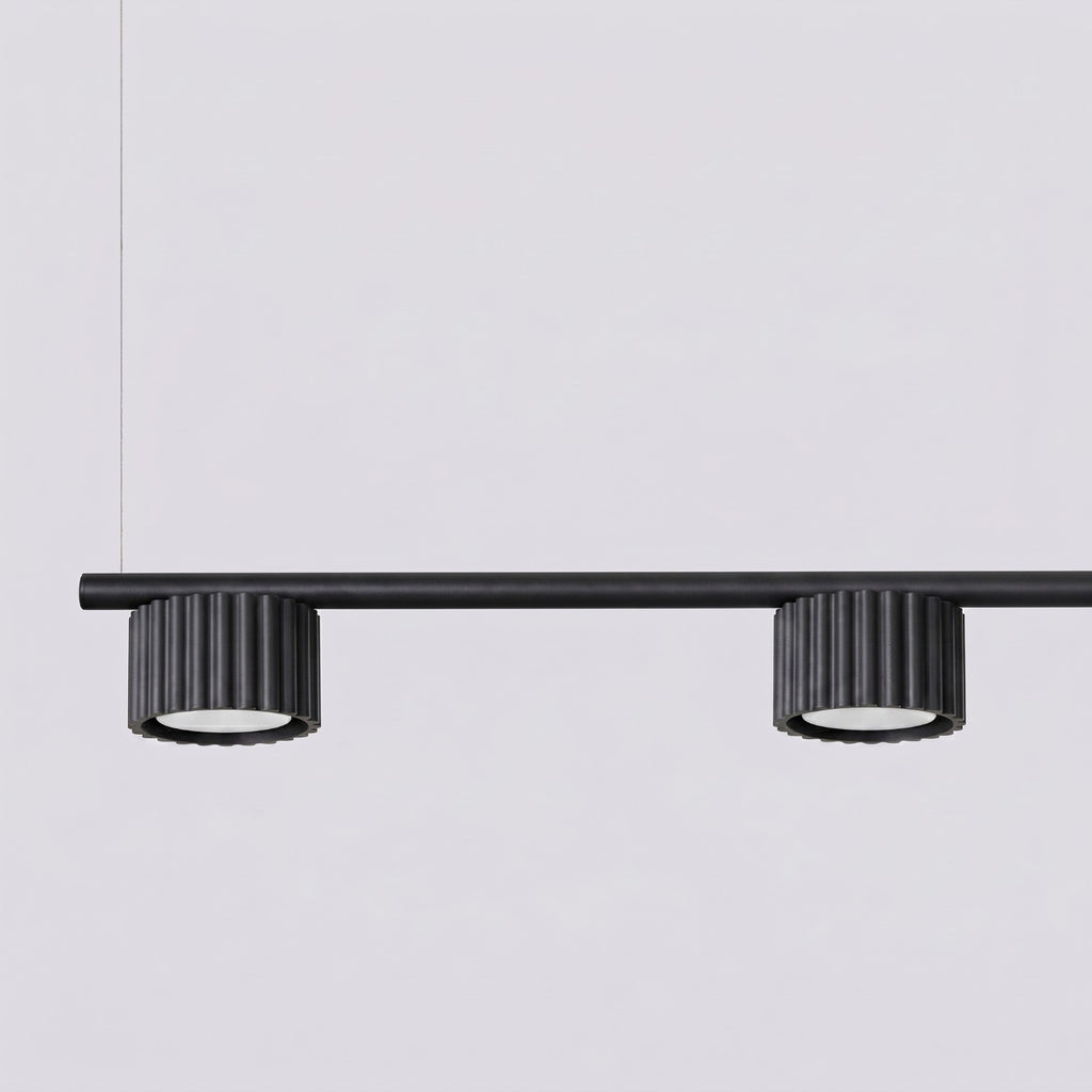 Lustre Aura rampe 4 tambours aluminium noir GX53 en situation