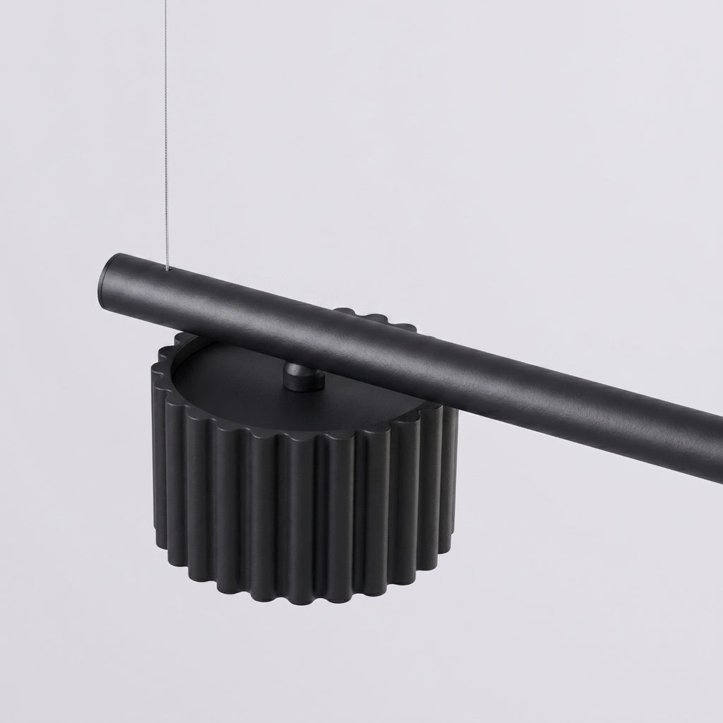 Lustre Aura rampe 4 tambours aluminium noir GX53 vue rapprochée