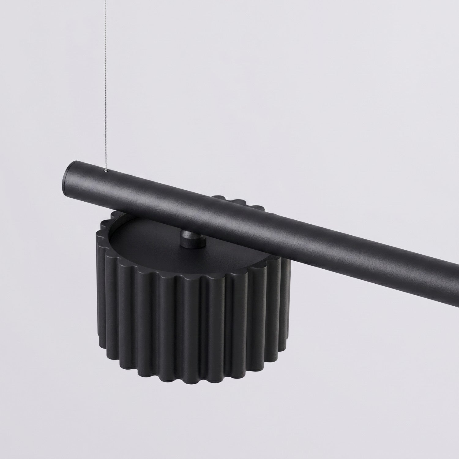 Lustre Aura rampe 4 tambours aluminium noir GX53 vue rapprochée