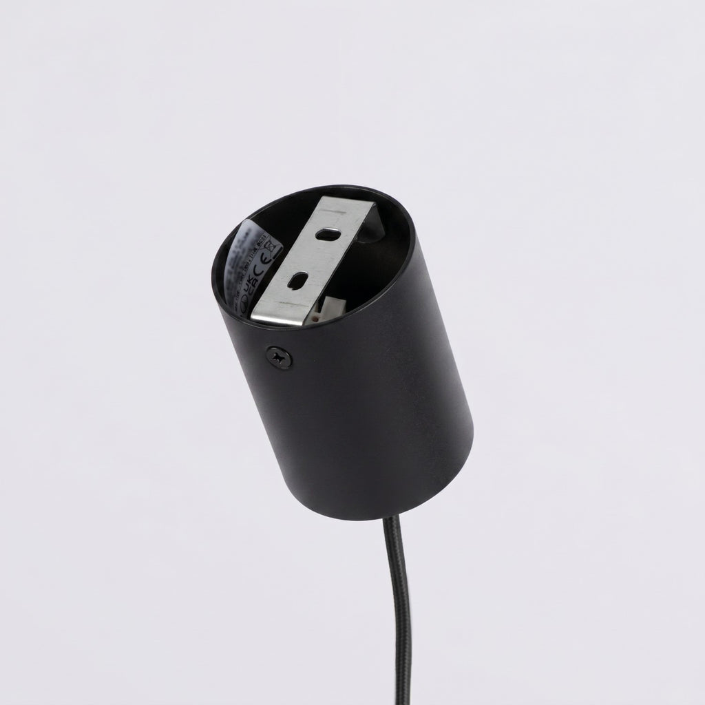 Lustre Aura rampe 4 tambours aluminium noir GX53 vue de dessous