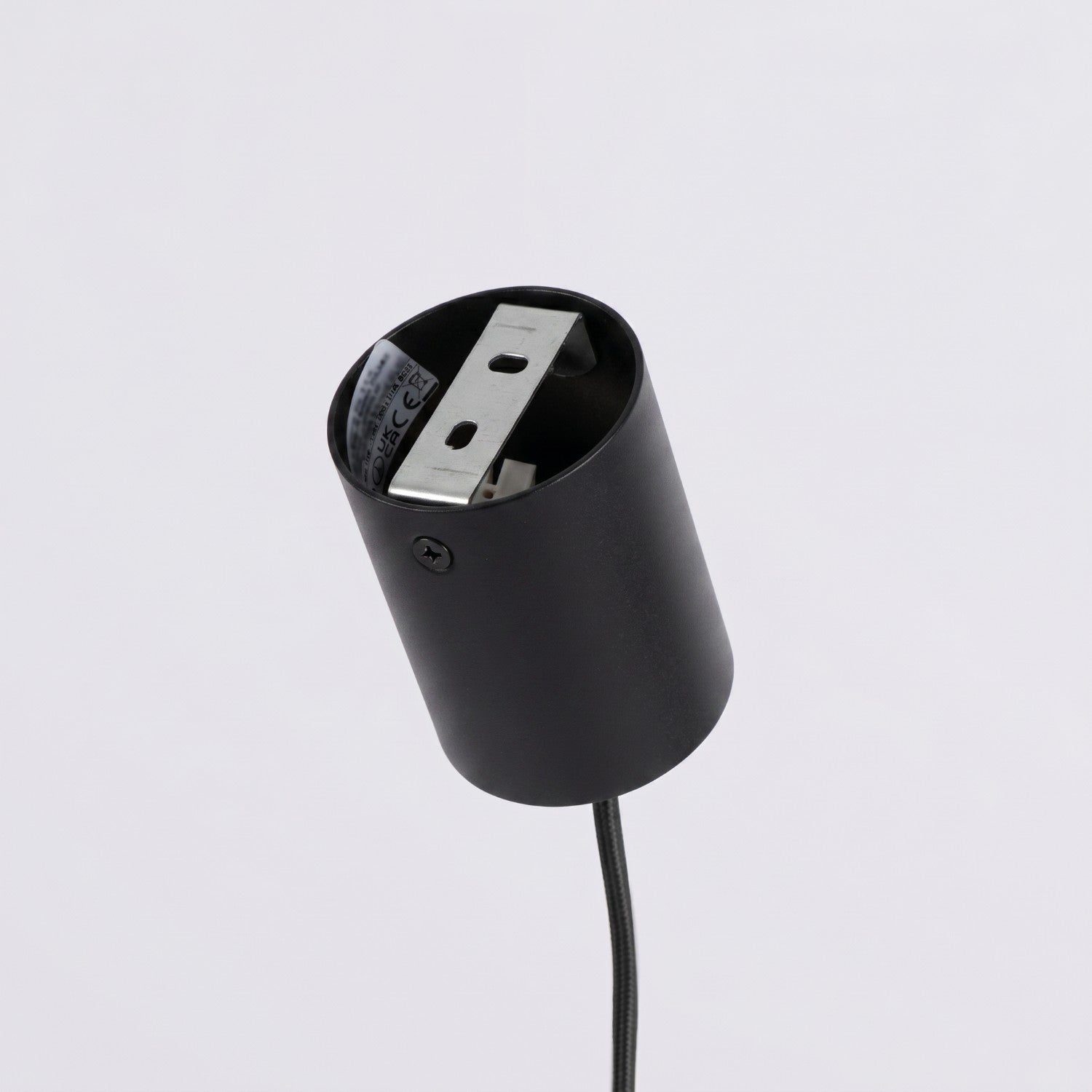 Lustre Aura rampe 4 tambours aluminium noir GX53 vue de dessous
